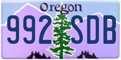 OR license plate 992SDB