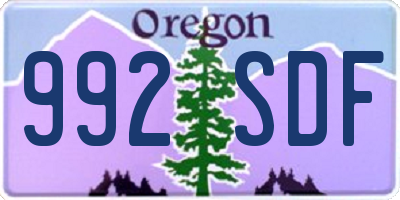 OR license plate 992SDF