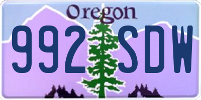 OR license plate 992SDW