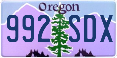OR license plate 992SDX