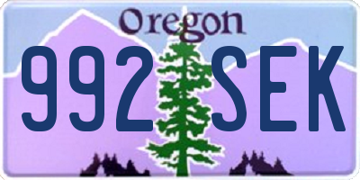 OR license plate 992SEK