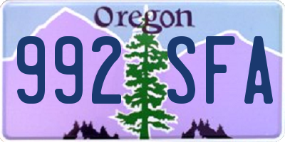 OR license plate 992SFA