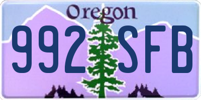 OR license plate 992SFB