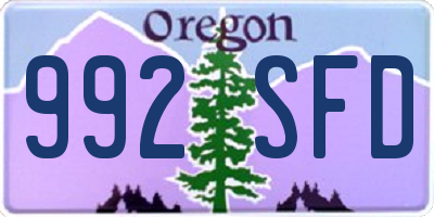 OR license plate 992SFD