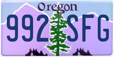 OR license plate 992SFG