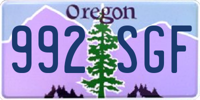 OR license plate 992SGF