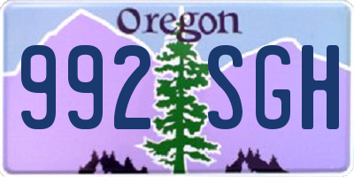 OR license plate 992SGH