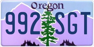 OR license plate 992SGT