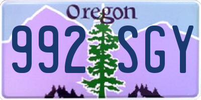 OR license plate 992SGY