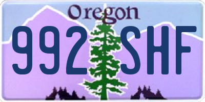 OR license plate 992SHF