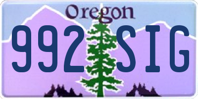 OR license plate 992SIG