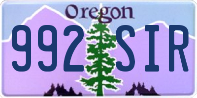 OR license plate 992SIR