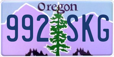 OR license plate 992SKG