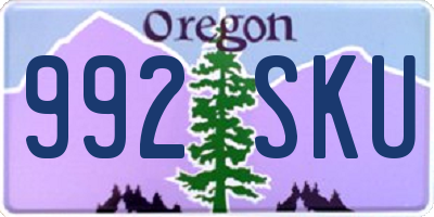 OR license plate 992SKU