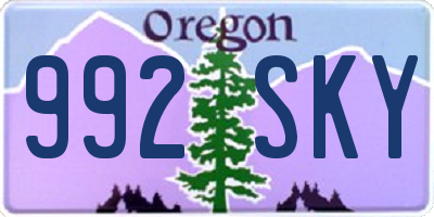 OR license plate 992SKY