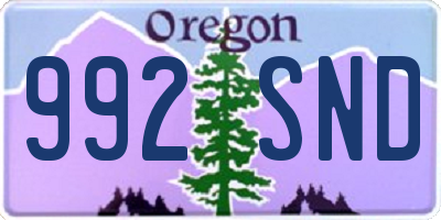 OR license plate 992SND