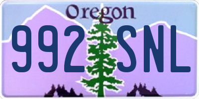 OR license plate 992SNL