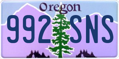 OR license plate 992SNS