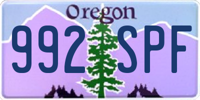 OR license plate 992SPF
