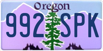 OR license plate 992SPK