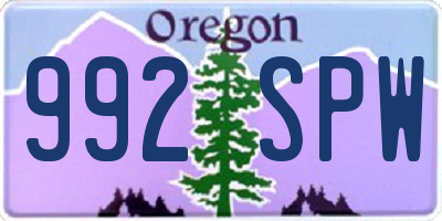 OR license plate 992SPW