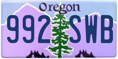 OR license plate 992SWB