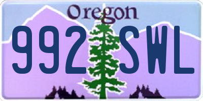 OR license plate 992SWL