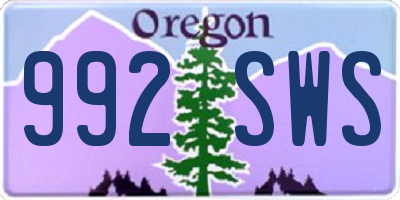 OR license plate 992SWS