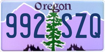 OR license plate 992SZQ