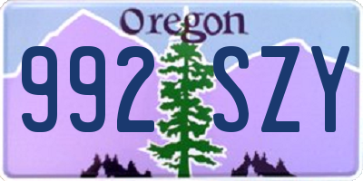 OR license plate 992SZY