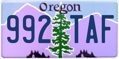 OR license plate 992TAF