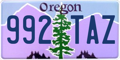 OR license plate 992TAZ