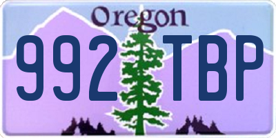 OR license plate 992TBP