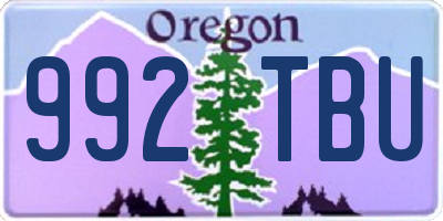 OR license plate 992TBU