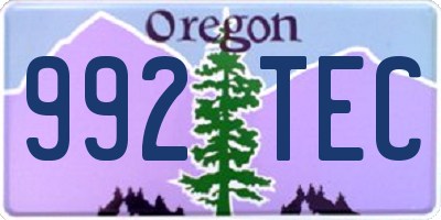 OR license plate 992TEC