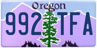 OR license plate 992TFA