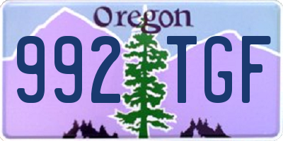 OR license plate 992TGF