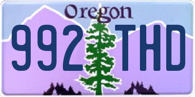 OR license plate 992THD