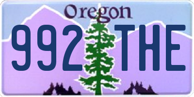 OR license plate 992THE