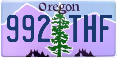 OR license plate 992THF