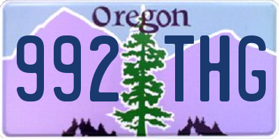 OR license plate 992THG