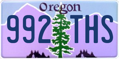 OR license plate 992THS