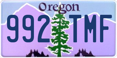 OR license plate 992TMF