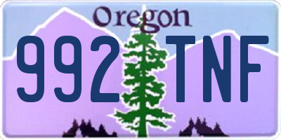 OR license plate 992TNF