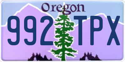 OR license plate 992TPX