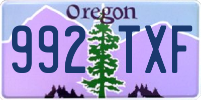 OR license plate 992TXF