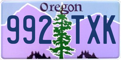 OR license plate 992TXK