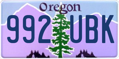 OR license plate 992UBK