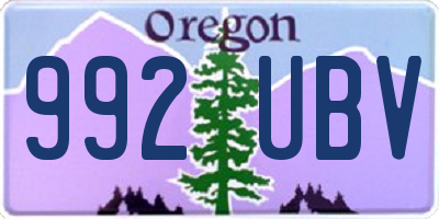 OR license plate 992UBV