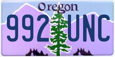 OR license plate 992UNC